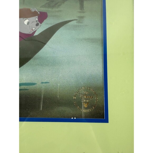 Disney Lithograph Print The Rescuers Mice Leaf Dragonfly Black Frame - Picture 3 of 4